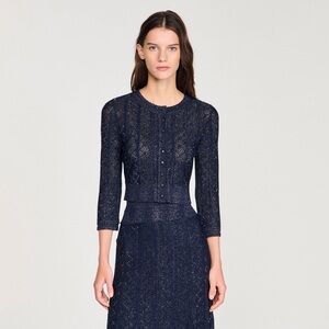 Sandro STRASS KNIT CROPPED CARDIGAN
